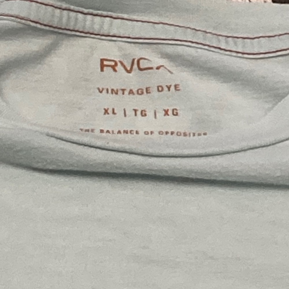 RVCA Vintage Dye T-Shirt Mens XL Light Blue VA Logo Graphic Short Sleeve Tee - Picture 3 of 6